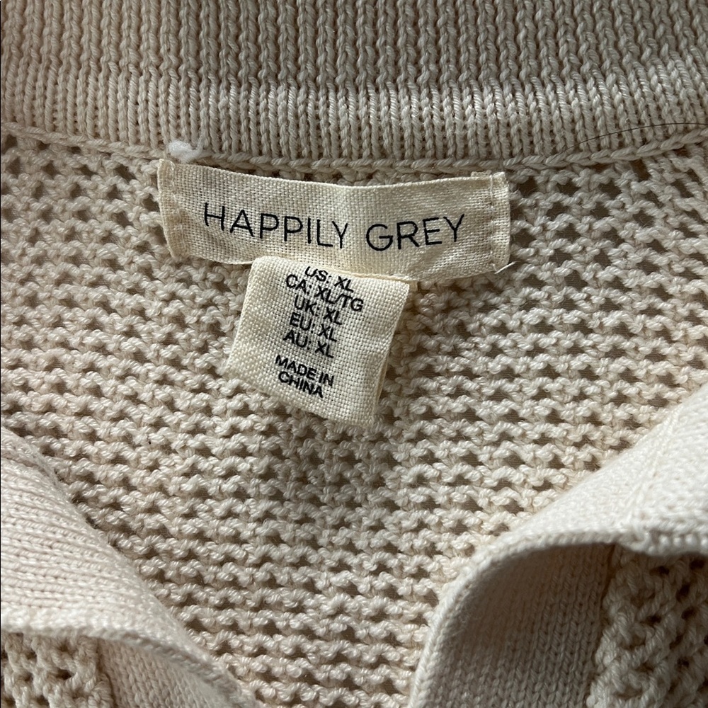 Happily Grey Cream Short Sleeve Knit Cropped Top - Picture 4 of 5